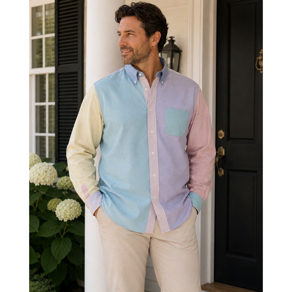 Brooks Brothers Button Down Mens XXL Multi Colorblock Madison Fit Oxford Preppy